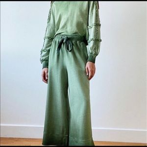 Corrie wide leg lounge set, green, perfectly PLUS.